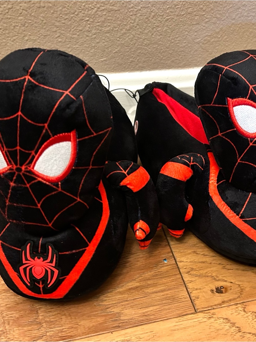 Kids' Marvel Spider-Man 3D Plush Slippers - Black Size 6 New